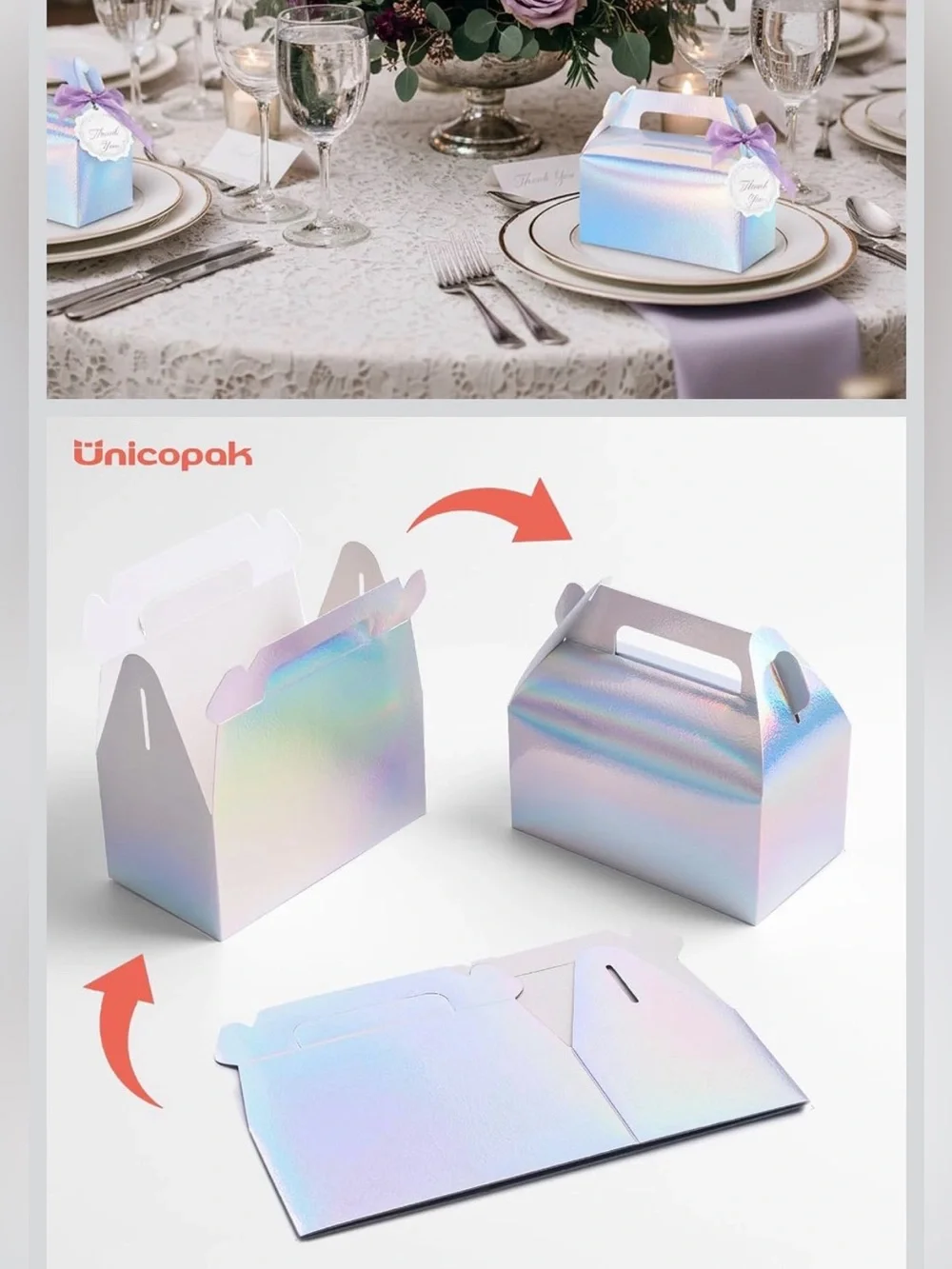 Holographic Iridescent Favor Box - Silver
